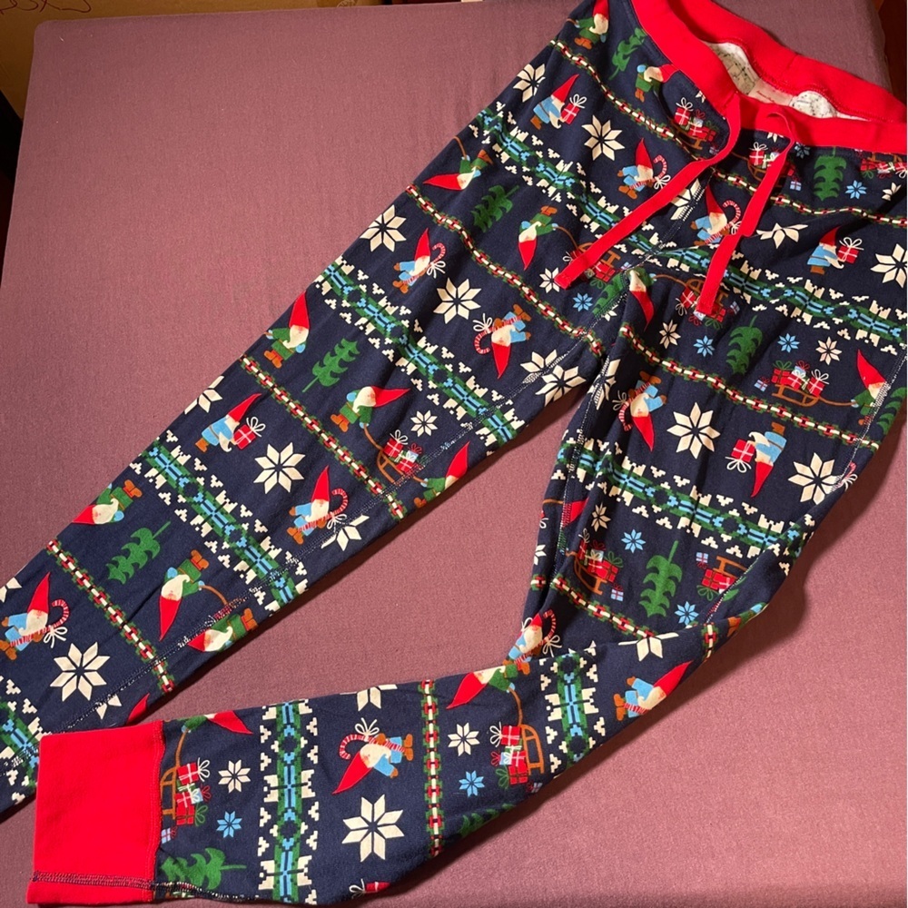 Hanna Andersson Women's Long John Gnome Pajama PANTS - Size Medium Christmas PJs